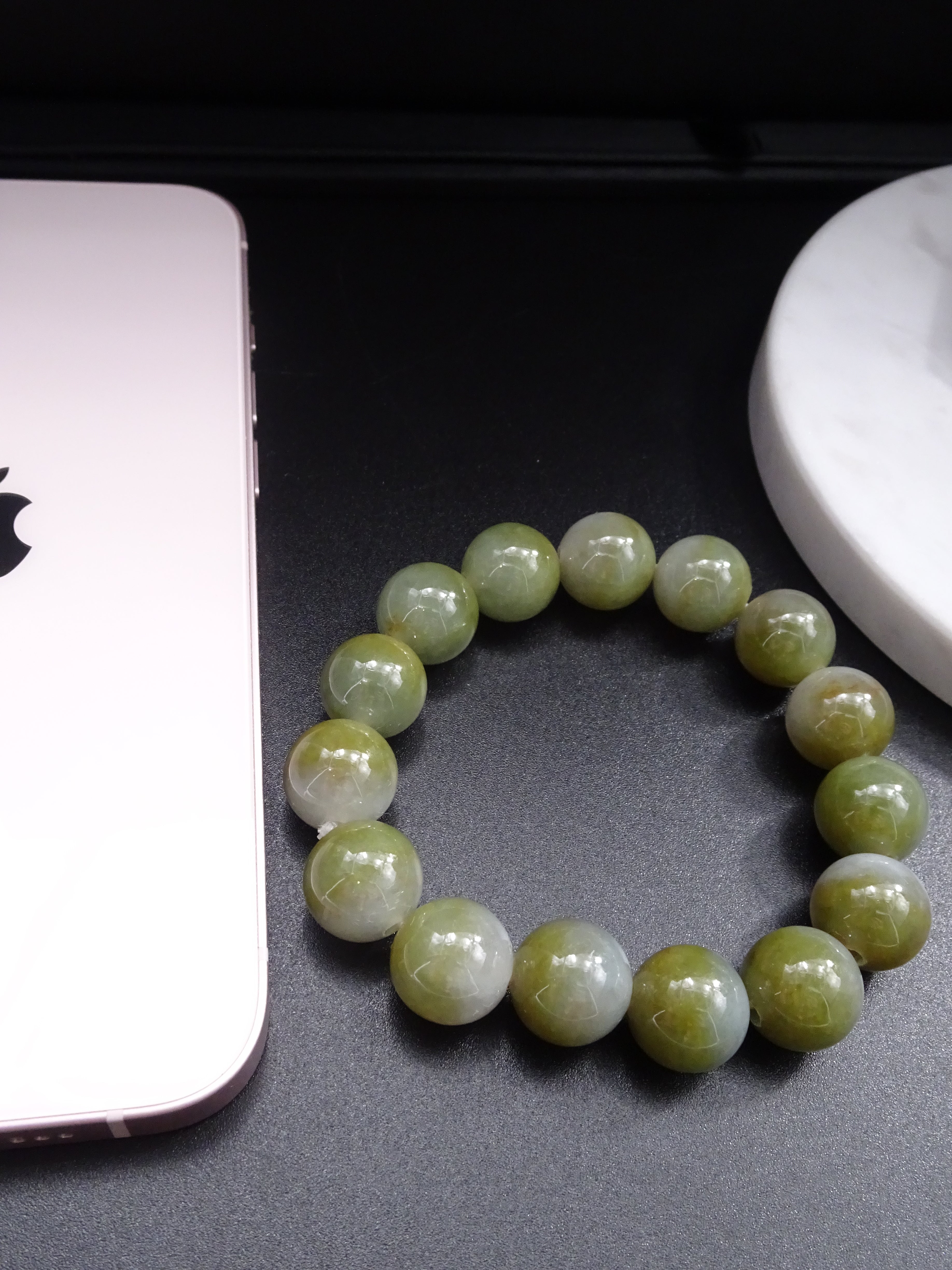 Genuine Greenish White Jade Bead Bracelet Burmese Jadeite Jade A Size 12 mm  | eBay